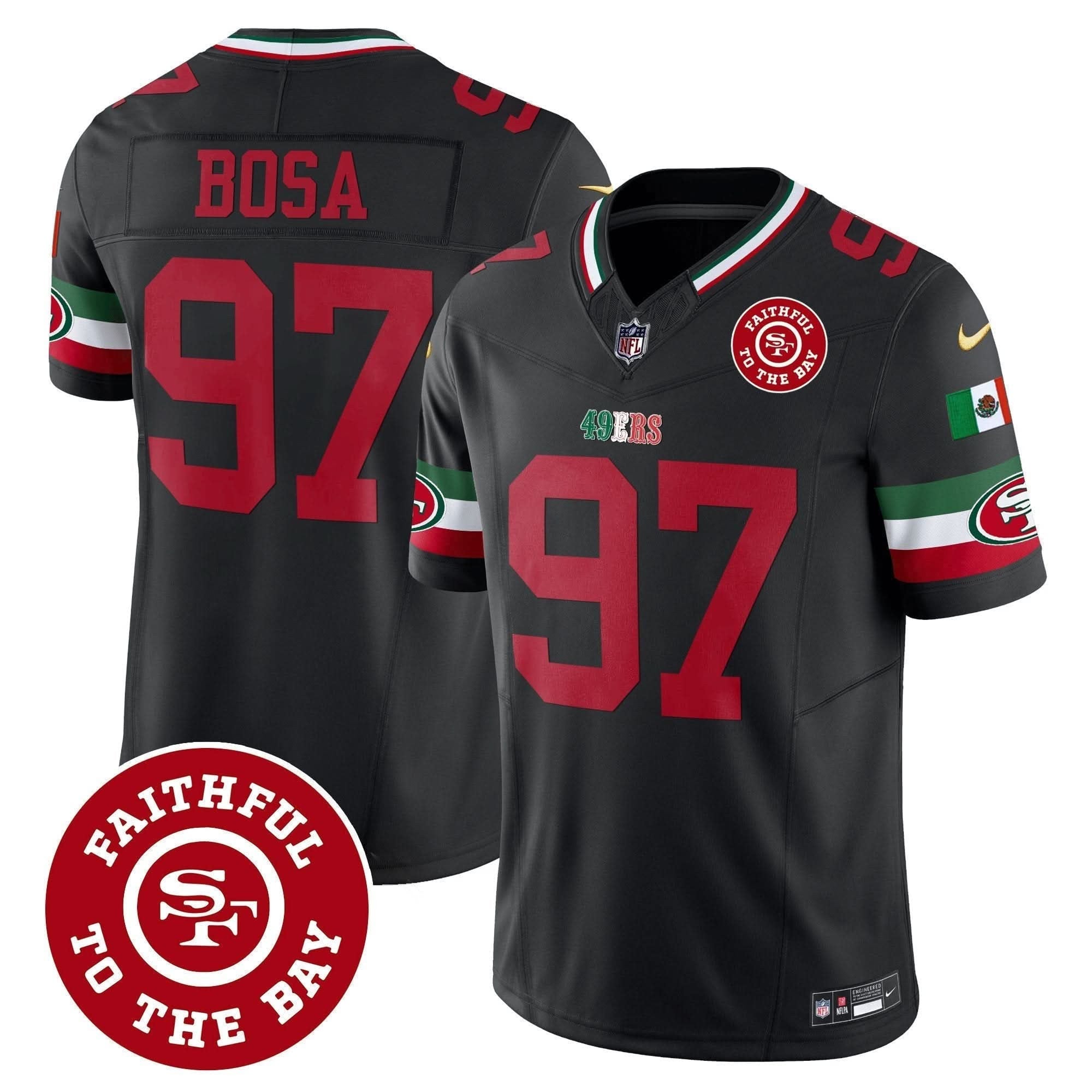 49ers Mexico Faithful To The Bay Patch Vapor Jersey - All Stitched